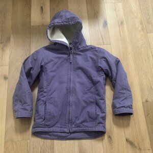 Kids Blue Mountain -- Purple Canvas, Sherpa Lined, Hooded Work Jacket (Large)